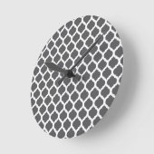 Horloge Ronde Dark Grey Moroccan Pattern Wall Clocks (Angle)