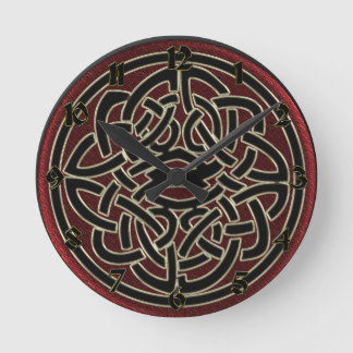 Horloge Ronde Dark Red and Black Metallic Celtic Knot
