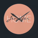 Horloge Ronde Dark salmon color<br><div class="desc">Dark salmon color monogram Please Select Customize. Remove or change information prior to purchase. Design is available on other products.</div>