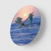 Horloge Ronde Dauphin de verdure au lever du soleil (Angle)