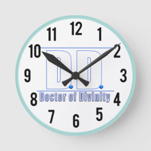 Horloge Ronde DD Docteur en divinité Acronyme LOGO