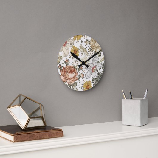 Horloge Ronde De belles fleurs (Bureau)