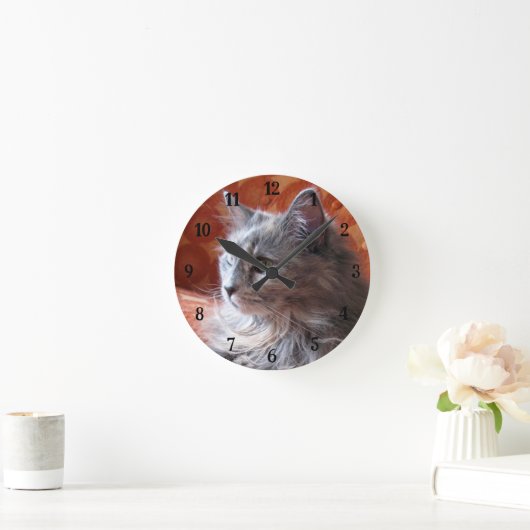 Horloge ronde de chats gris mignon et fluide (Maison)