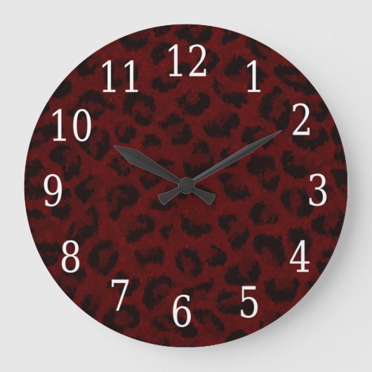 Horloge ronde de la peau du léopard rouge (Recto)