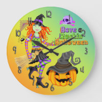 Horloge ronde de la sorcière Rockin Halloween
