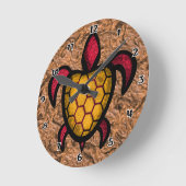Horloge ronde de la tortue orange (Angle)