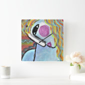 Horloge ronde de peinture Abstraite colorée (Maison)