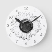 Horloge ronde de tournesol noir et blanc (Recto)