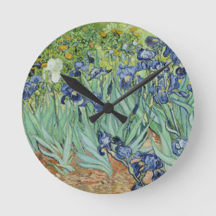 Horloge Ronde De Van Gogh toujours la vie : Vase avec des iris