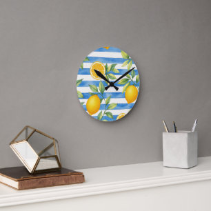 Horloge Ronde Décor de cuisine méditerranéen aux agrumes d'été