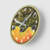 Horloge Ronde Décor de pêche à la truite broyée (Angle)