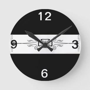 Horloge Ronde Décor Noir Et Blanc