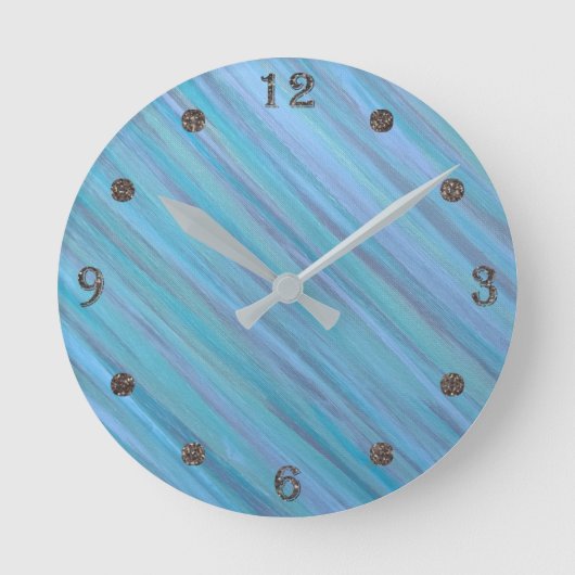 Horloge Ronde Décor Turquoise | Bleu Turquoise Calme Eau Brosse (Recto)