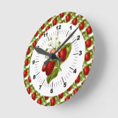 Horloge Ronde Décoration de maison de ferme à la fraise murale (Angle)