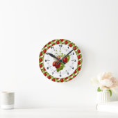 Horloge Ronde Décoration de maison de ferme à la fraise murale (Maison)