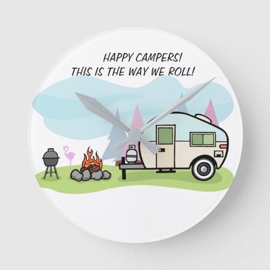 HORLOGE RONDE DÉCORATION DE TERRAIN DE CAMPING DE CAMPEURS (Recto)