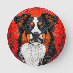 Horloge Ronde Décoration murale d'animaux moderne visage abstrai