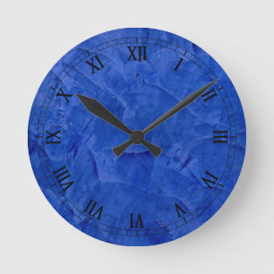 Horloge Ronde Deep Blue Faux Finish Roman Numerals