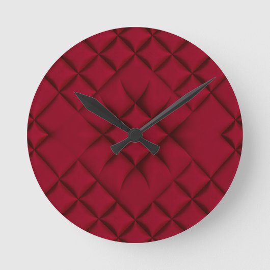 Horloge Ronde Deep Red Quilted Leather Pattern (Recto)