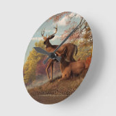 Horloge Ronde Deer on Autumn Lakeshore (Angle)