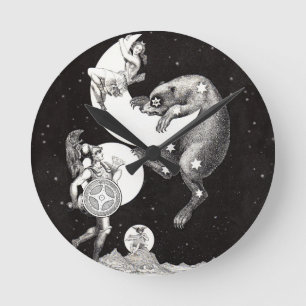Horloge Ronde Déesse lunaire céleste antique et ours Major