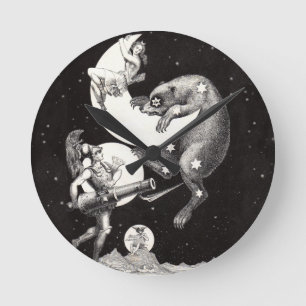 Horloge Ronde Déesse lunaire céleste antique et ours Ursa Major