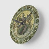 Horloge Ronde Déesse romaine Justice avec les anges par Raphael (Angle)