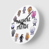 Horloge Ronde Défilé Animalier (Angle)