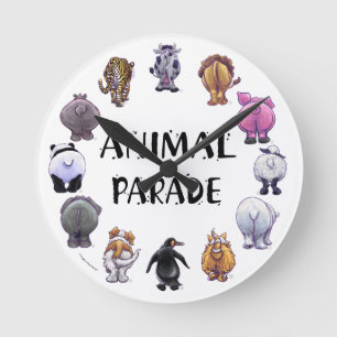 Horloge Ronde Défilé Animalier
