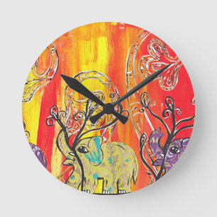 Horloge Ronde Défilé heureux d'éléphant