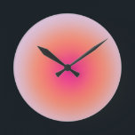Horloge Ronde Dégradé coloré vintage<br><div class="desc">Design Dégradé - Effet Aura - Ombre Vert,  Lilac,  Orange Et Rose.</div>