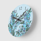 Horloge Ronde Delphinium bleu (Angle)