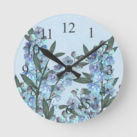 Horloge Ronde Delphinium bleu (Recto)