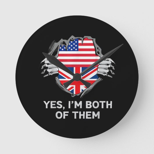 Horloge Ronde Demi-Américain Moitié Anglais USA Angleterre Drape (Recto)