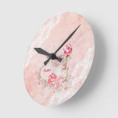 Horloge Ronde Dentelle rose (Angle)