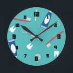 Horloge Ronde Dentist Instrument Pattern<br><div class="desc">Numbered round wall clock with charming dentist</div>