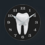 Horloge Ronde Dentist Office Soins dentaires Blanc Toit Noir<br><div class="desc">Dentist Office Soins dentaires Blanc Tooth Plain Black Horloges.</div>