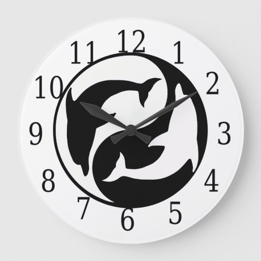 Horloge ronde des dauphins Yin Yang (Recto)