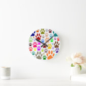 Horloge Ronde Des Empreintes de pattes de chiens partout (Maison)