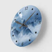 Horloge ronde des loups hurleurs rustiques (Angle)