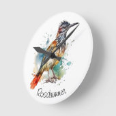 Horloge Ronde Desert Spirit, Roadrunner en Aquarelle, coutume (Angle)