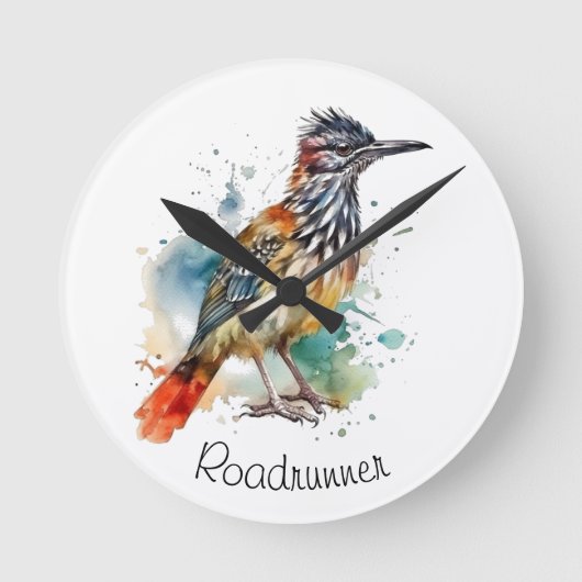 Horloge Ronde Desert Spirit, Roadrunner en Aquarelle, coutume (Recto)