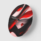 Horloge Ronde Design Abstrait noir & rouge Design moderne Elégan (Angle)