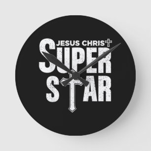 Horloge Ronde Design chrétien vintage Jésus-Christ super