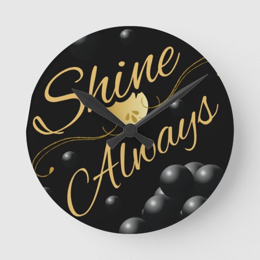 Horloge Ronde Design de système solaire en texte doré (Recto)