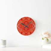 Horloge Ronde Design délicat de la plume fractée - rouge (Maison)