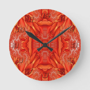 Horloge Ronde Design délicat de la plume fractée - rouge