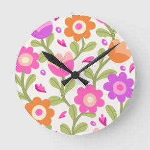 Horloge Ronde Design floral élégant - Beau et personnalisable