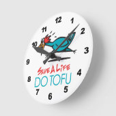 Horloge Ronde Design humoristique de tofu (Angle)