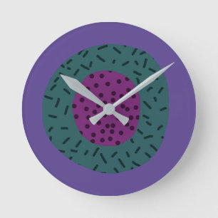 Horloge Ronde Design moderne mignon Coloré violet vert